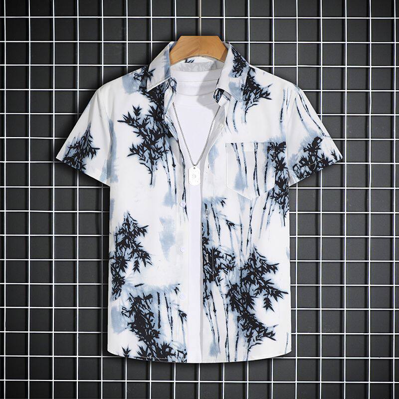 夏威夷风衬衫套装男夏季度假情侣休闲短袖五分短裤海边沙滩花衬衣