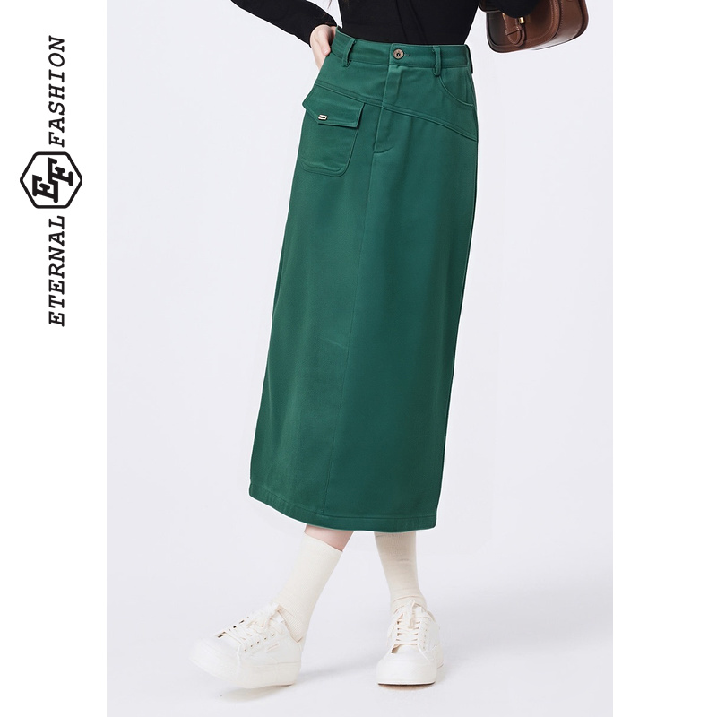 新款口袋设计通勤高腰半身裙
