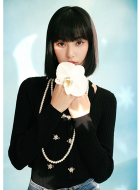 EF2025秋季新款复古高级感两件套背心针织衫长袖外套