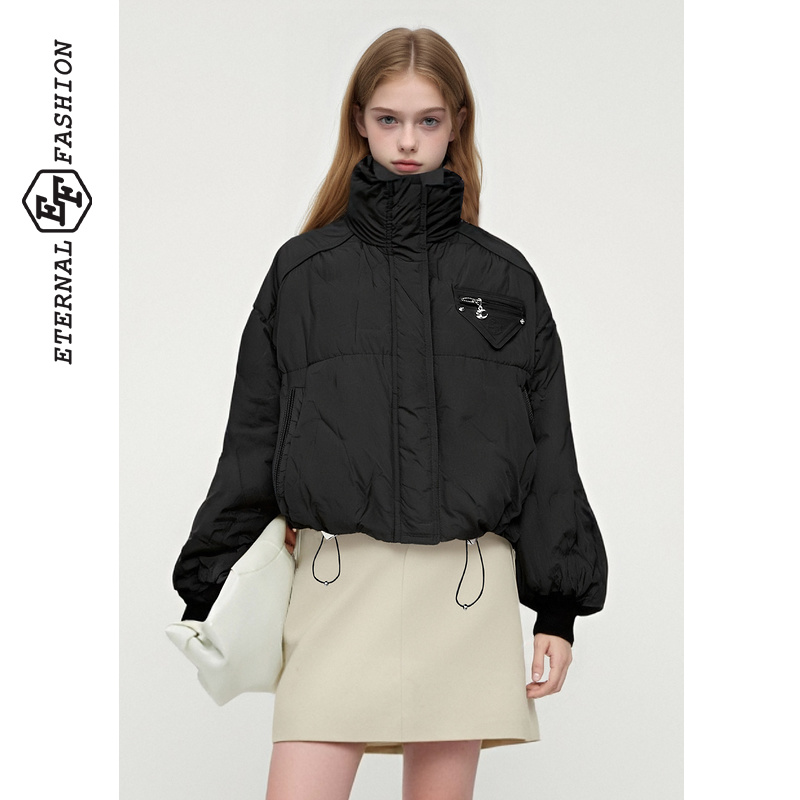 冬季新款抽绳宽松短外套