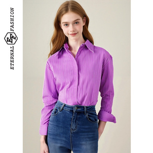 新款 2025秋季 气质百搭宽松衬衣设计感上衣 通勤简约衬衫 EF时尚