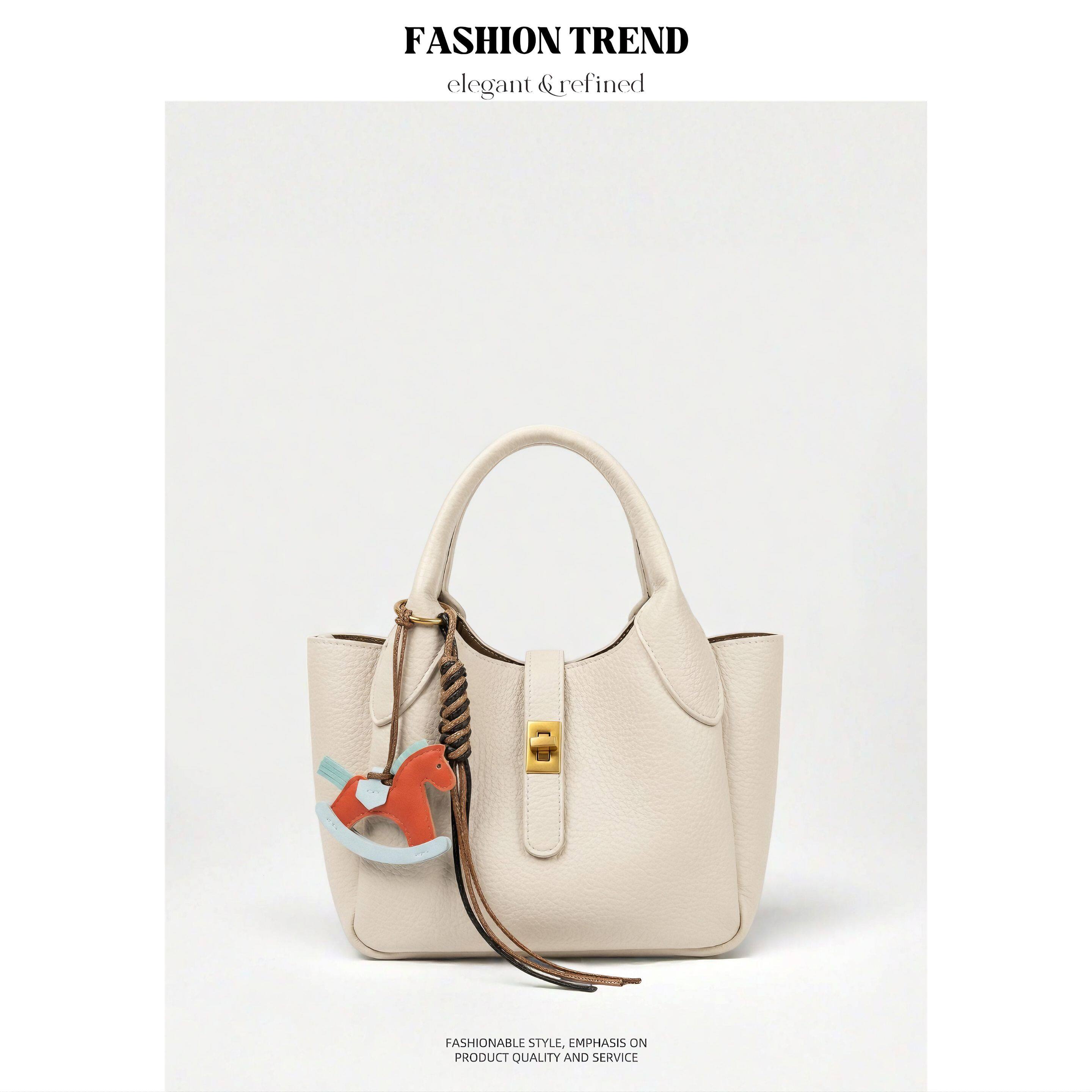 2026新款真皮时尚百搭手提包高级感大容量休闲单肩斜挎包菜篮子包