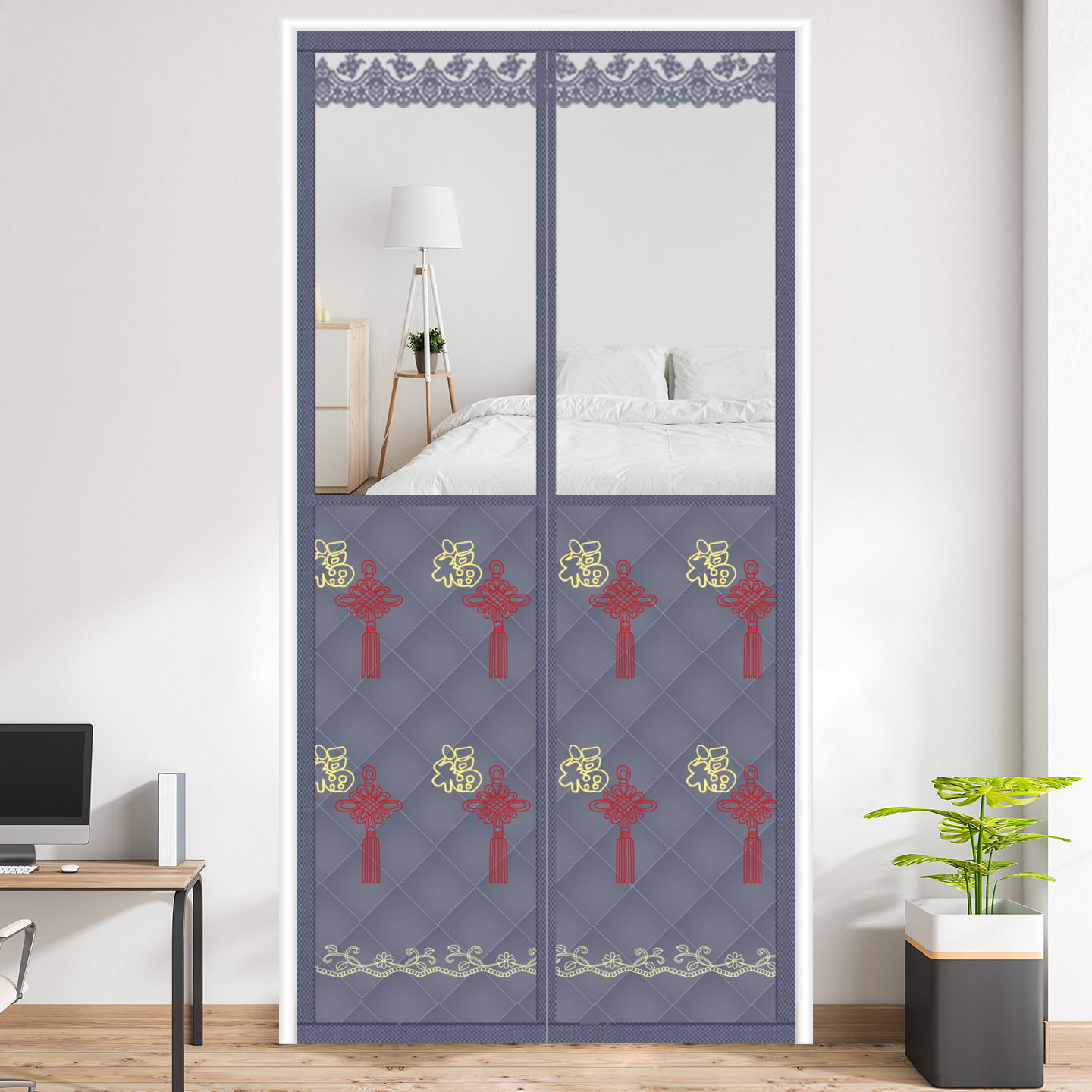 牛津布刺绣2025大开窗棉门帘