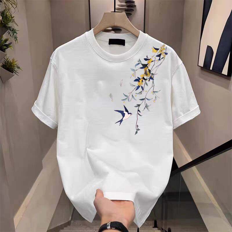 新疆纯棉100%美式重磅短袖T恤夏季ins潮牌男士圆领宽松痞帅上衣服