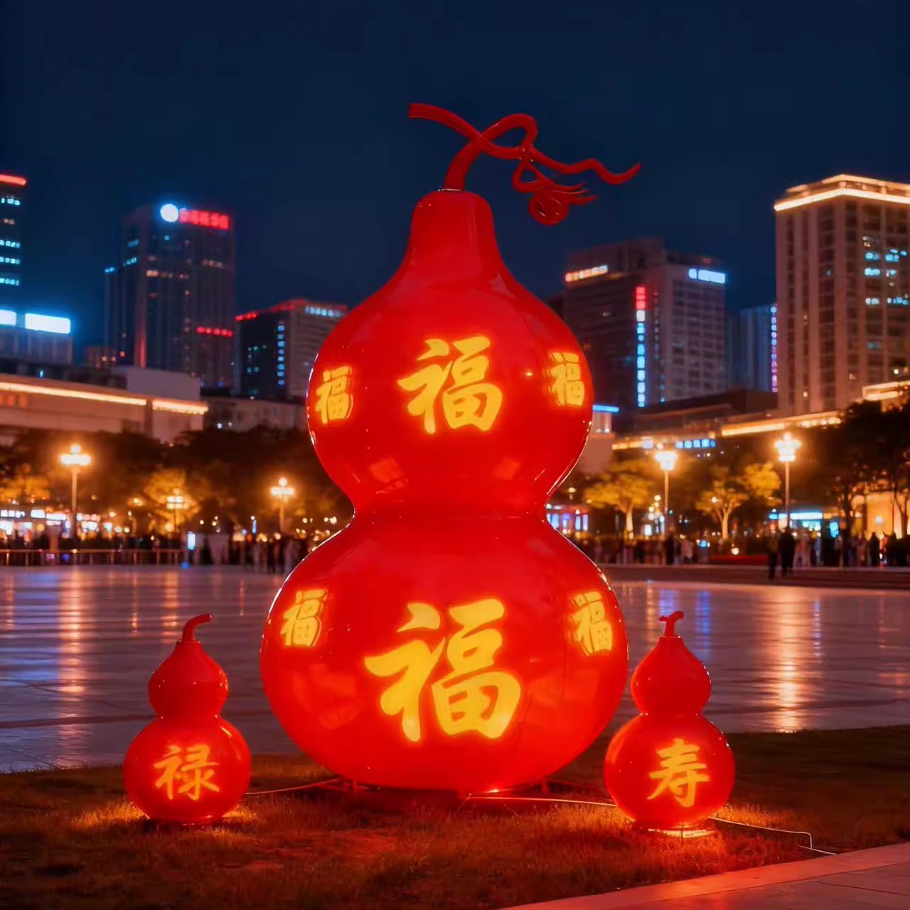 新年福禄仿真红灯笼户外摆件彩灯