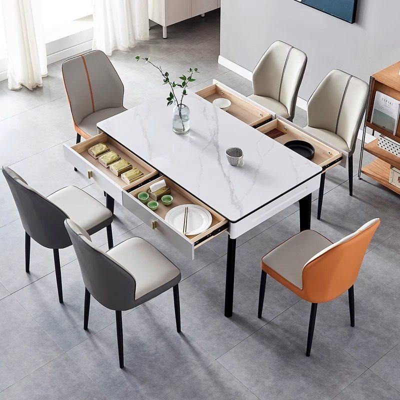 【香港】实木岩板餐桌椅组合带储物抽屉长方形玉晶石吃饭桌子,住宅家具,岩板餐桌,淘宝优惠券,粉丝福利购,淘宝优惠卷