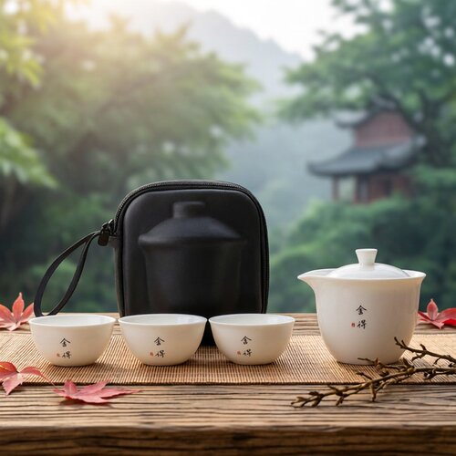 一壶三杯旅行茶具羊脂玉功夫茶具