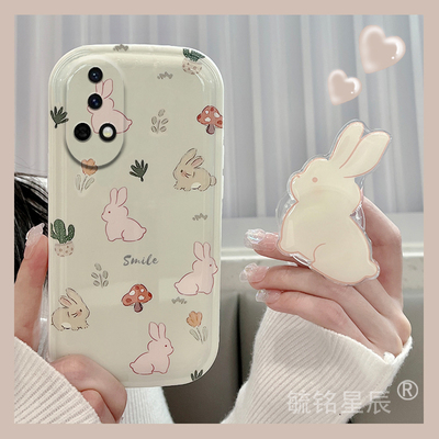 新款2024女款可爱兔子适用华为nova13手机壳13pro绿色12活力版12ultra硅胶11se小清新的10软9带支架8手腕带7