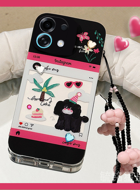 适用oppok13turbo手机壳k11新款k12s涂鸦k12黑色小狗k12x可爱k10pro手挂绳k10x腕带k9s硅胶k7x透明的k3韩系k5