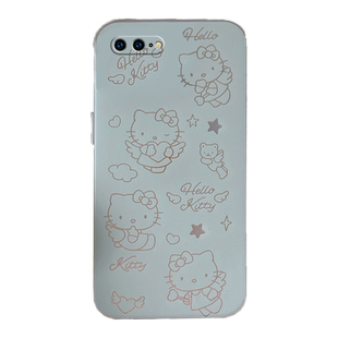 新款蓝色hellokitty适用苹果8Plus手机壳iPhone7透明se3硅胶的se2挂件ins风6猫咪6s可爱5小众5s防摔4卡通七4s