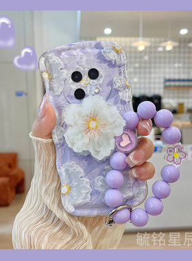 适用oppok12手机壳a3pro新款a5活力版a2油画a1紫色a97花朵k7x带支架的a93s挂链a72爆款a11s韩系ins透明a9硅胶