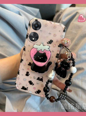适用oppoa58手机壳a58x新款a57黑色a56s小猫a55带支架的a53挂绳a52防摔a36高级感a35硅胶a32小众a11女a9x/a7x