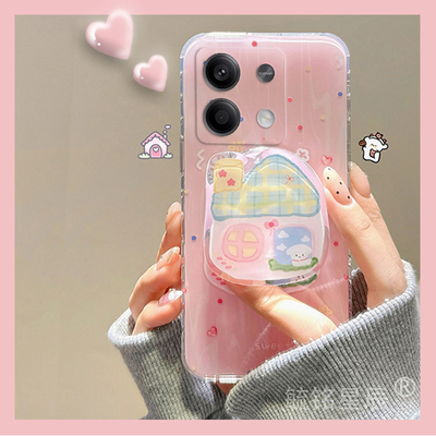 新款房屋小狗适用小米redmi红米note13pro+手机壳Note12Turbo带支架的13透明12Pro极速版12SE十硅胶套12t/12r