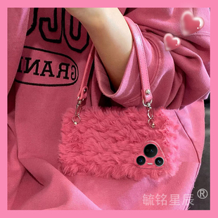 适用华为pura70pro p30防摔p20腕带p10简约p9秋冬高级感 手机壳十pura70ultra毛绒p60玫红p50e爱心p40带挂绳