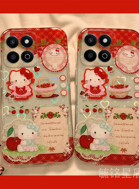 适用华为荣耀畅玩60plus手机壳50可爱40c红色kt猫30m透明20a带挂件的40s少女心hellokitty女生20pro超好看9a