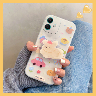适用华为荣耀play9t手机壳8t波点7tpro小狗9c带支架的8tpro防摔5活力版4韩风4tpro卡通3可爱6c情侣6t女生网红