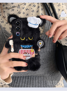 适用魅族21手机壳21pro毛绒21note黑色lucky08小熊18刺绣18s立体18x防摔17超火16thplus小众16s情侣新款全包