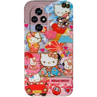 新款粉色樱花KT猫适用华为honor荣耀200手机壳100Pro+防摔Lite硅胶hellokitty套90GT可爱80SE少女心十直屏版