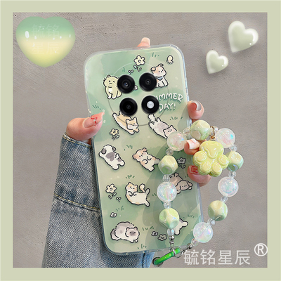 适用一加ace5手机壳ace3pro新款2绿色13躺平猫咪12可爱11小狗10透明的9硅胶8手链7腕带挂绳防摔情侣高级感女