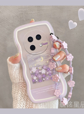 适用oppok12手机壳a3pro新款a5活力版a2波浪边a1油画a97紫色k7x花朵a93s软硅胶a72保护套a11s挂绳a9腕带透明