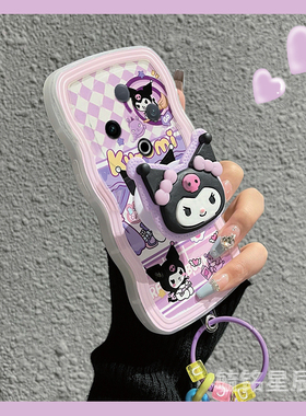 适用vivoy300手机壳y200+新款y300i紫色y200gt库洛米y300pro+波浪边y100透明z5带支架的y93s硅胶y76s可爱y36s