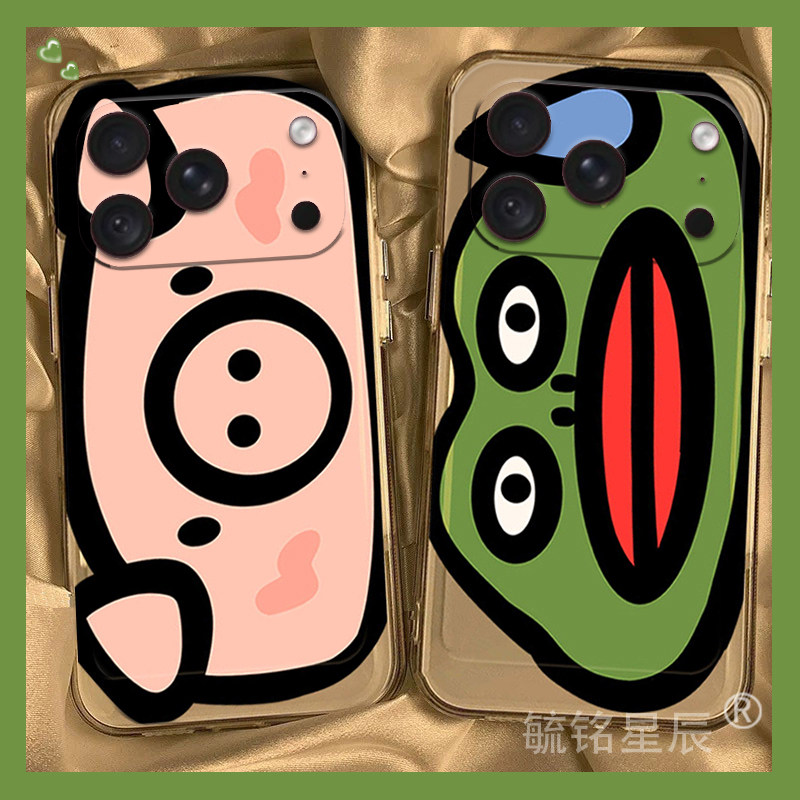 适用苹果18promax手机壳iphone8plus新款7可爱se小猪16绿色6plus青蛙5s搞怪5透明的4软硅胶套15全包防摔情侣