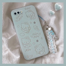 新款蓝色hellokitty适用苹果8Plus手机壳iPhone7透明se3硅胶的se2挂件ins风6猫咪6s可爱5小众5s防摔4卡通七4s