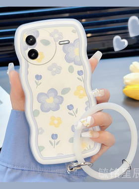 适用小米redmi红米k70手机壳k60至尊版k80新款k30i蓝色note14花朵ins风13r波浪边12turbo透明11pro硅胶11tpro