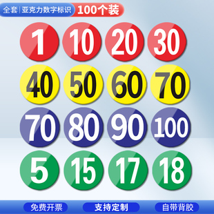 数字号码顺序牌亚克力序号标识牌餐号牌定制餐厅桌号座位号指示牌更衣室储物柜楼层编号房门贴纸数字编号贴