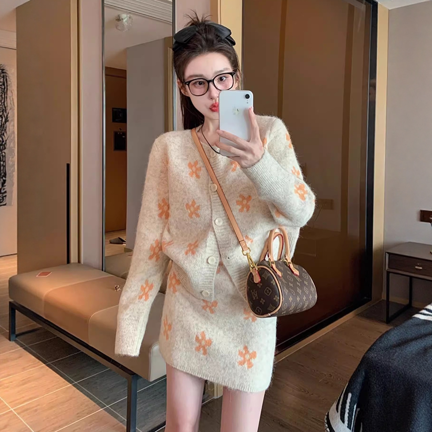 设计感小众软糯小香韩系针织套装