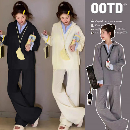 学院风减龄超好看休闲拼色针织衫