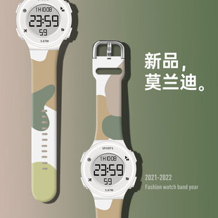 莫兰迪色系手表女高级感初中生高中生2026年新款 小众设计防水电子