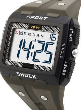 中年手表男爸爸男士款防水大字闹钟数字老人老年人数字夜光电子表