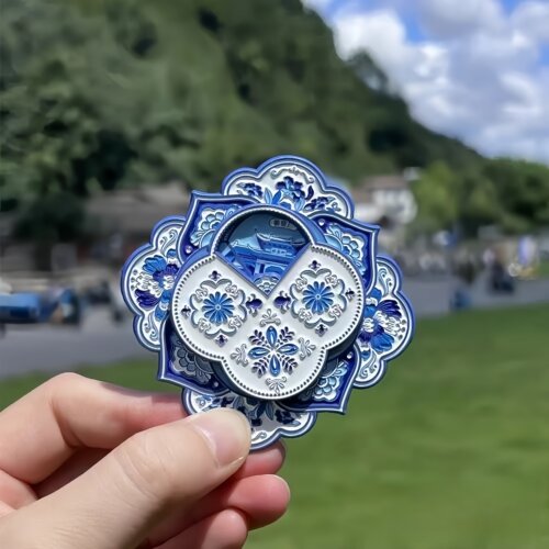 江西景德镇青花瓷旋转金属冰箱贴