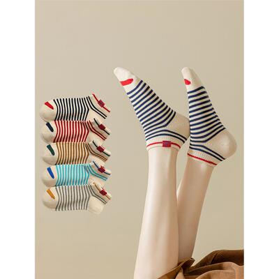 女袜夏季纯棉条纹除臭剂