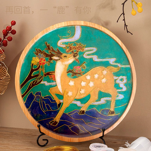 景泰蓝非遗纯手工制作掐丝珐琅画可当摆件收藏或杯垫餐垫一物多用