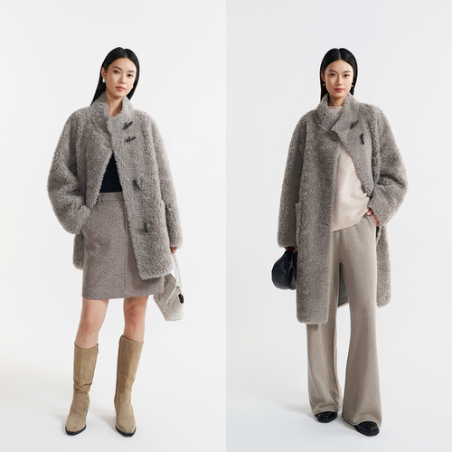 100%绵羊毛颗粒绒长/短款大衣