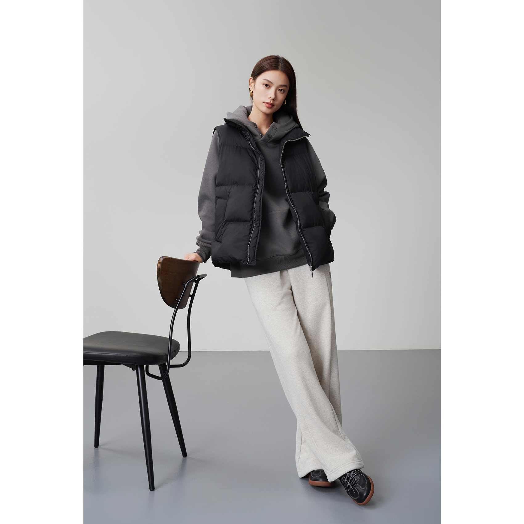 三防面料羽丝棉马甲可拆卸连帽