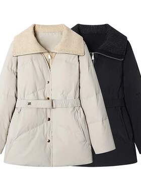 冬季新款女装休闲收腰显瘦翻领假两件服外套