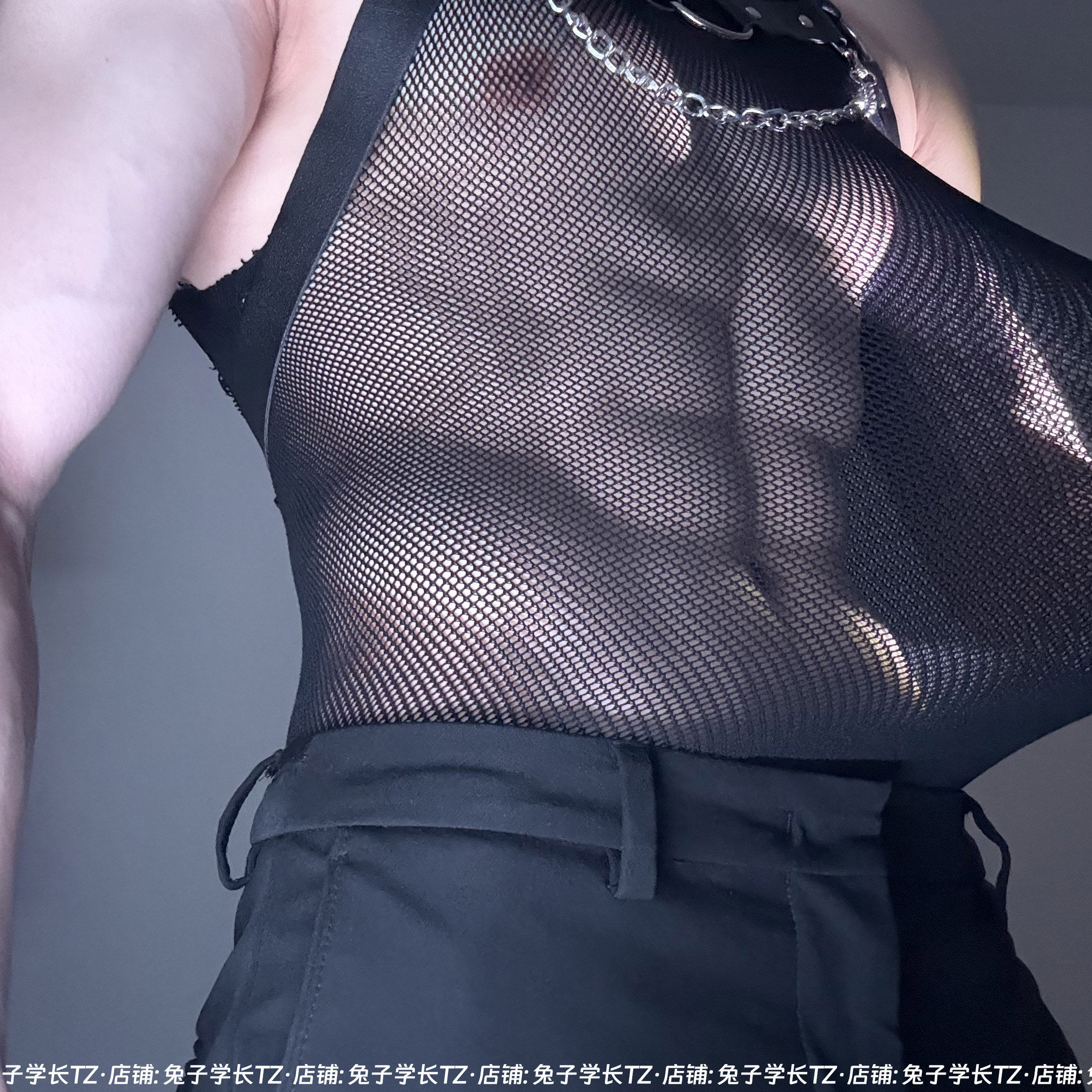渔网连体衣穿搭辣弟装透视镂空背心健身主播夜店欧美风紧身穿搭