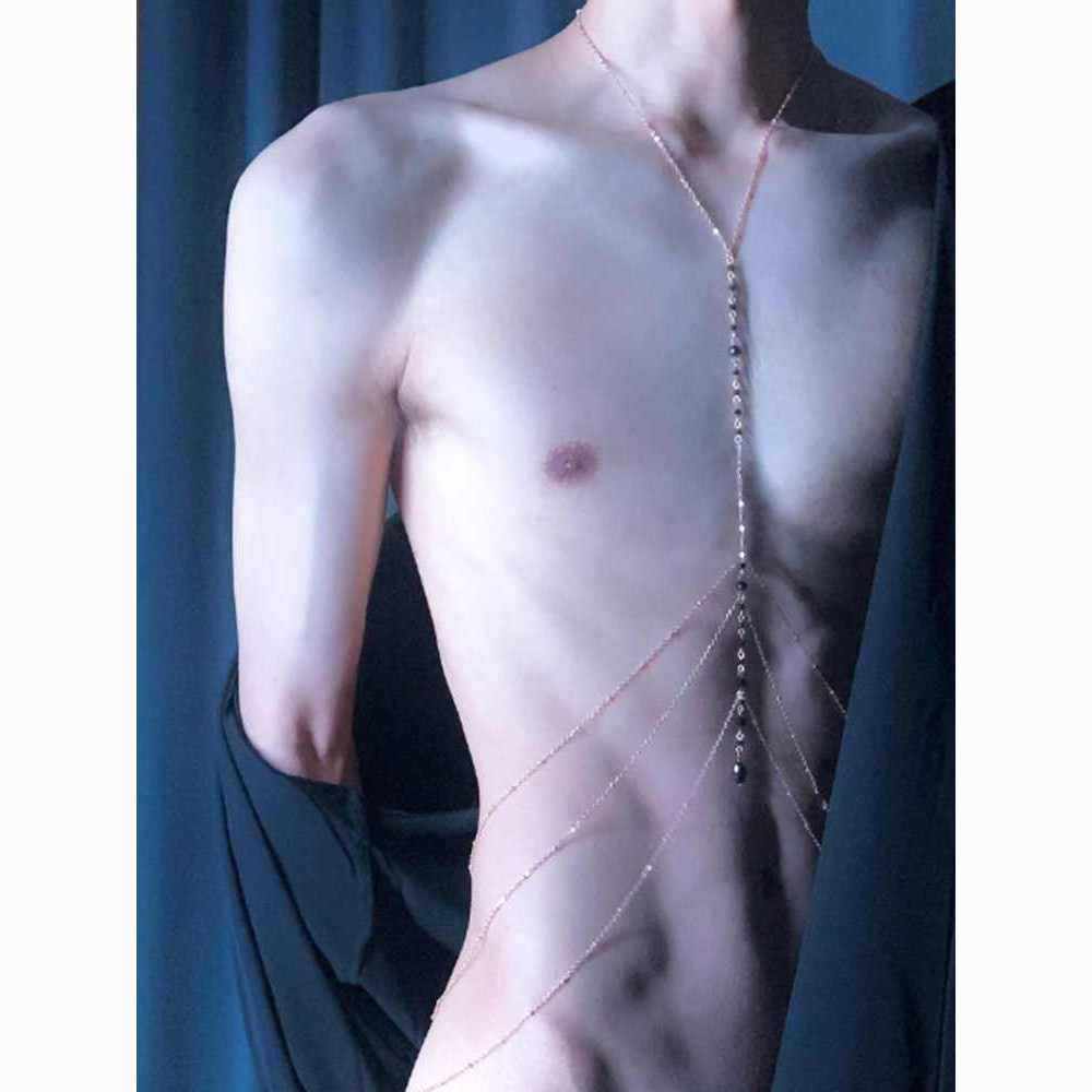 禁欲系性感胸链男生水钻身体链夜其它首饰