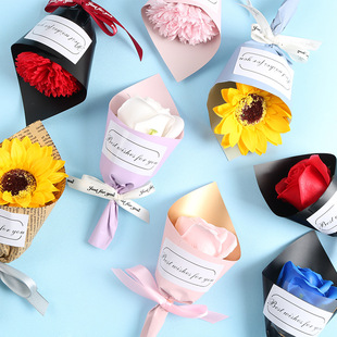 情人节永生花伴手礼盒搭配香皂花小花束送男女友简约精美迷你花束