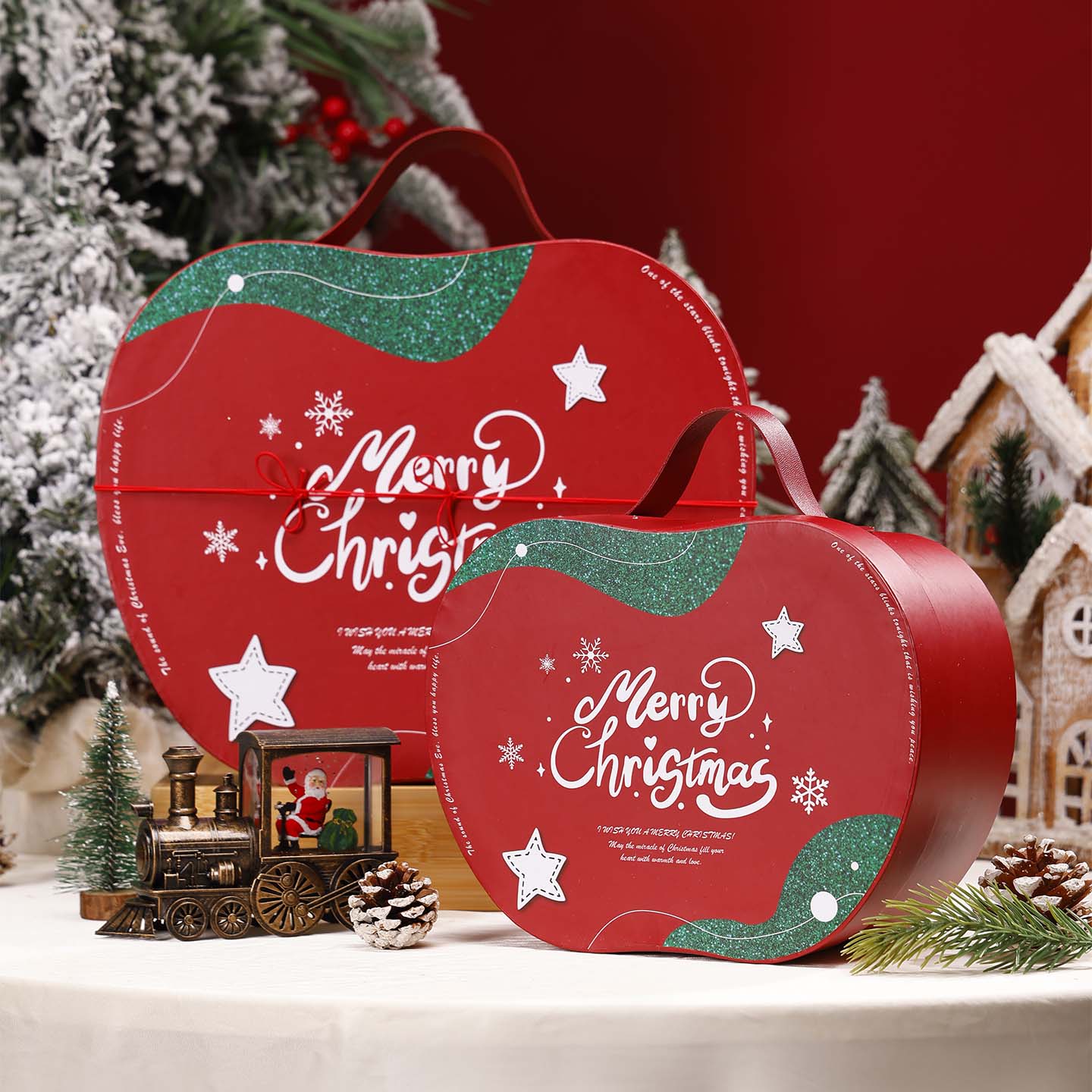 圣诞节礼盒空盒子新款圣诞礼物盒高级平安夜苹果盒圣诞礼品包装盒