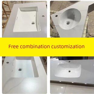 定制板岩无缝陶瓷面盆浴室柜集成面盆洗脸盆浴室陶瓷面盆简单