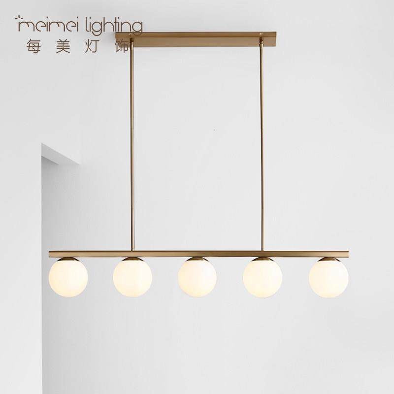 北欧现代简约饭厅吊灯长条轻奢玻璃奶白圆球灯罩一字极简餐桌灯具,家装灯饰光源,餐厅吊灯,淘宝优惠券,粉丝福利购,淘宝优惠卷