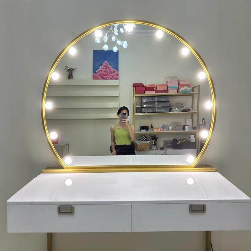 化妆镜婚纱店影楼礼服馆LED带灯梳妆台式大号镜高清美容化妆补光