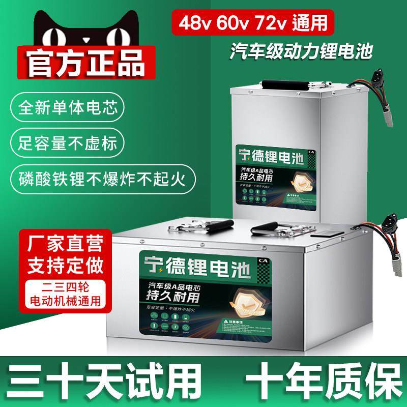 宁德锂电池电动车磷酸铁锂大容量锂电瓶48v60V72伏两三四轮三元锂