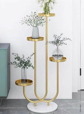 北欧轻奢大理石绿萝花盆架多层花架子客厅落地式阳台卧室内置物架