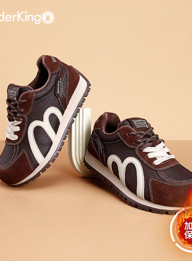 蜘蛛王女鞋2025新款加绒保暖德训鞋女冬季厚底户外时尚休闲运动鞋