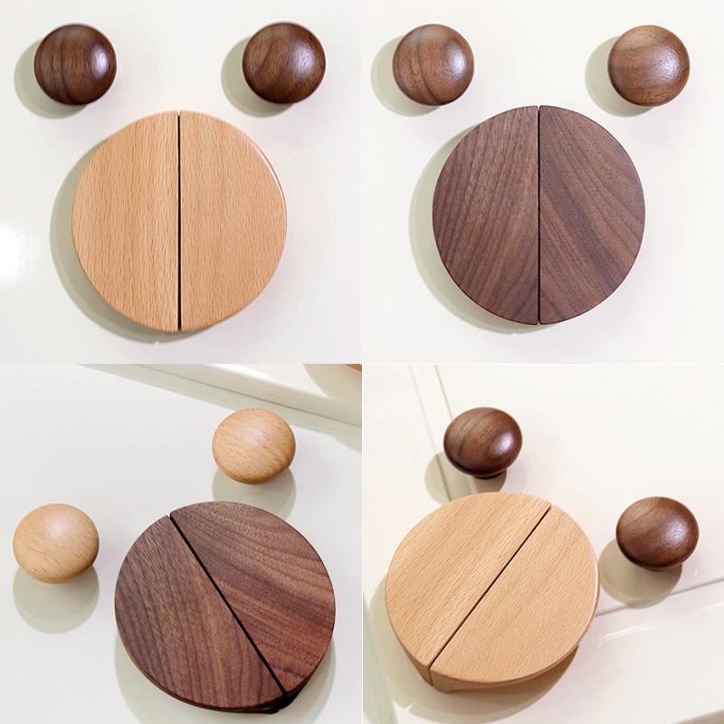 创意北欧简约风格原木色儿童房衣柜门把手现代单孔橱柜抽屉拉手